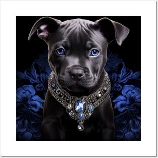 Royal blue Staffy Posters and Art